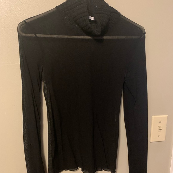 See-through black long-sleeve Zara shirt with sweater turtleneck material - Picture 6 of 7